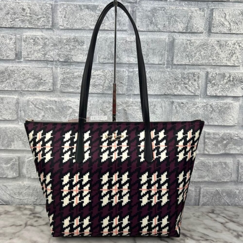 Kate Spade Kitt The Little Better Nylon Large Top Zip Tote - Houndstooth